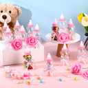 48 Pcs 4.7 Inches Baby Shower Bear Bottles Bulk Mini Clear Milk Plastic Bear Candy Bottles with Ribbon Artificial Roses for Baby Shower Favor Gift Newborn Party Decor(Pink)