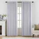 ANRODUO Rod Pocket and Back Tab Pleated Blackout Curtains Greyish White Curtains 96 Inches Long 2 Panels, Thermal Insulated Room Darkening Living Room Bedroom Curtain, 42x96 Inches