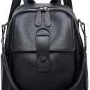 Genuine Leather Backpack Purse For Women Black Real Soft Leather Travel Convertible Ladies Shoulder Bag