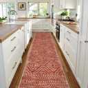 Wonnitar Moroccan Runner Rug, Washable 2'6"x10' Long Runner Rug for Hallway, Boho Farmhouse Non-Skid Kitchen Bathroom Runner Soft Low Pile Carpet for Entryway Laundry Living Room (Brown,2'6"x10')