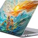 Punmada for MacBook Air 15 Inch Release 2023 Model A2941/A3241 M2 Chips Clear Computer Case,Novelty Premium Pattern Hardshell Laptop Case Ocean Turtle Sun Sunrise Glow