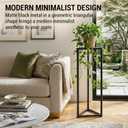 MyGift 36 Inch Tall Plant Stand Indoor - Modern Triangular Corner Plant Stand, Large Torched Wood and Black Metal Frame Plant Pot Pedestal Holder