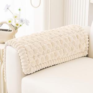 Smiry Couch Covers for Dogs Washable, Non Slip Fuzzy Pet Couch Covers for Sofa, Soft Thick Sofa Slipcovers Furniture Protector Pet Friendly (Cream, 27.6" x 27.6")