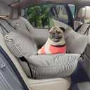 Johnear Dog Car Seat for Medium Pets Under 55 lbs - Pet Booster Travel Bed With 2 Pockets and Safety Leash, Detachable Washable Carrier Handbag Cushion Couch 30*20.5 inches (Brown)