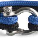 Mens Rope Bracelet - Stainless Steel Silver Shackle, Extremely Durable and Scratch Resistant Waterproof Paracord, Handmade, Nautical Wristband for Men (RoyalBlue), 3 Pieces
