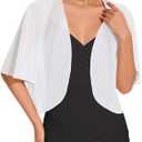 Women Bolero Shrug Cardigan Open Front Cover Up Sheer Short Sleeve Kimonos for Evening Dress (Medium)