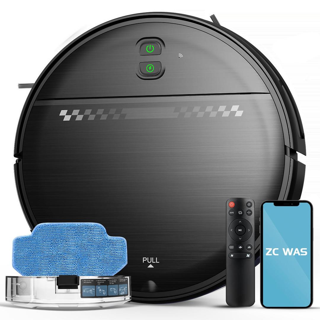 Robot Vacuum and Mop Combo, 2-in-1 Robot Vacuum Cleaner, 2.87'' Slim Design, Wi-Fi/App/Voice Control, 3D Obstacle Avoidance & Self-Charging Robotic Vacuum for Hard Floors, Carpets, Pet Hair