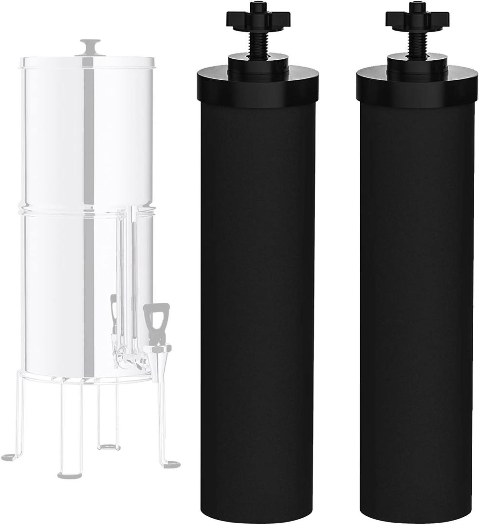 NSF/ANSI 42 Certified Black Purification Elements, for BB9-2 Water Filters Replacement, Compatible with Berkey Gravity Filtration System, Replacement for Berkey Black Filter, Pack of 2