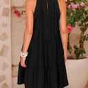 BTFBM Women Summer Dresses 2025 Casual Spring Clothes Sleeveless Halter Neck A-Line Tiered Mini Dress Beach Sundress (Black, L)