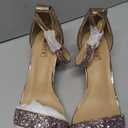 IDIFU Women's Cookie-LO Low Block Heels Chunky Sandals Ankle Strap Wedding Dress Pump Shoes (8.5)