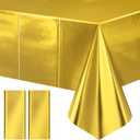 Just Shimmer 2 Pieces Bright Gold Metallic Foil Tablecloth - Stunning Matte Finish, Durable and Easy to Clean - Perfect for Bachelorette, Birthday, Wedding, and Anniversary Party Decorations, Bright Gold