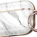 Maxjoy for AirPods Pro Case, Cute AirPod Pro Case Protective Hard AirPod Pro Cover for Women Men with Keychain for AirPods Pro Charging Cover 2019, White Marble