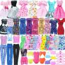 Doll Clothes 21Pcs Including 3 Fashion Dresses 5 Daily Slip Dresses 2 Casual Tops and Pants Outfits 2 Sequins Dress 1 Swimsuit 3 Bags 5 Hangers Accessories for 11.5 inch Girl Doll