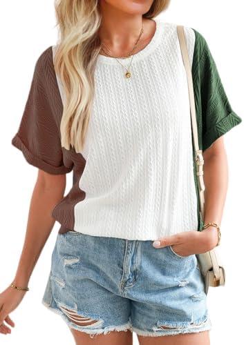SHEWIN Womens Tops Short Sleeve Shirts Oversized Tshirts Casual Summer Tops XL