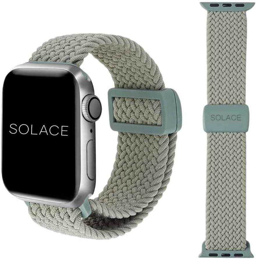 Solace Bands Imperium Adapt Wide Adjustable Nylon Braided Watch Band - Compatible with All Apple Watches - Solace Apple Watch Bands for Women & Men - Smart Watches Band Series 11-1, Ultra, SE Agave Green, 44/45/46/49MM, Regular