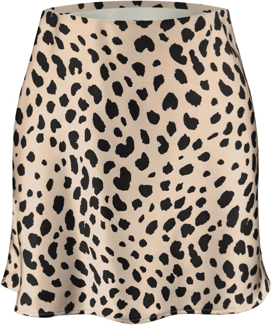 Women's A Line Silk Mini Skirt High Waisted Short Skirts