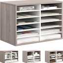 Alpeir Classroom Mailbox 12 Slots with Removable Shelves, Retro Grey/White