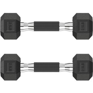 Hex Dumbbell Set 2.5lb, Rubber Encased Hex Dumbbells for Home Gym, Weights Dumbbells Set of 2 Hand Weights for Strength Training & Fitness Exercise