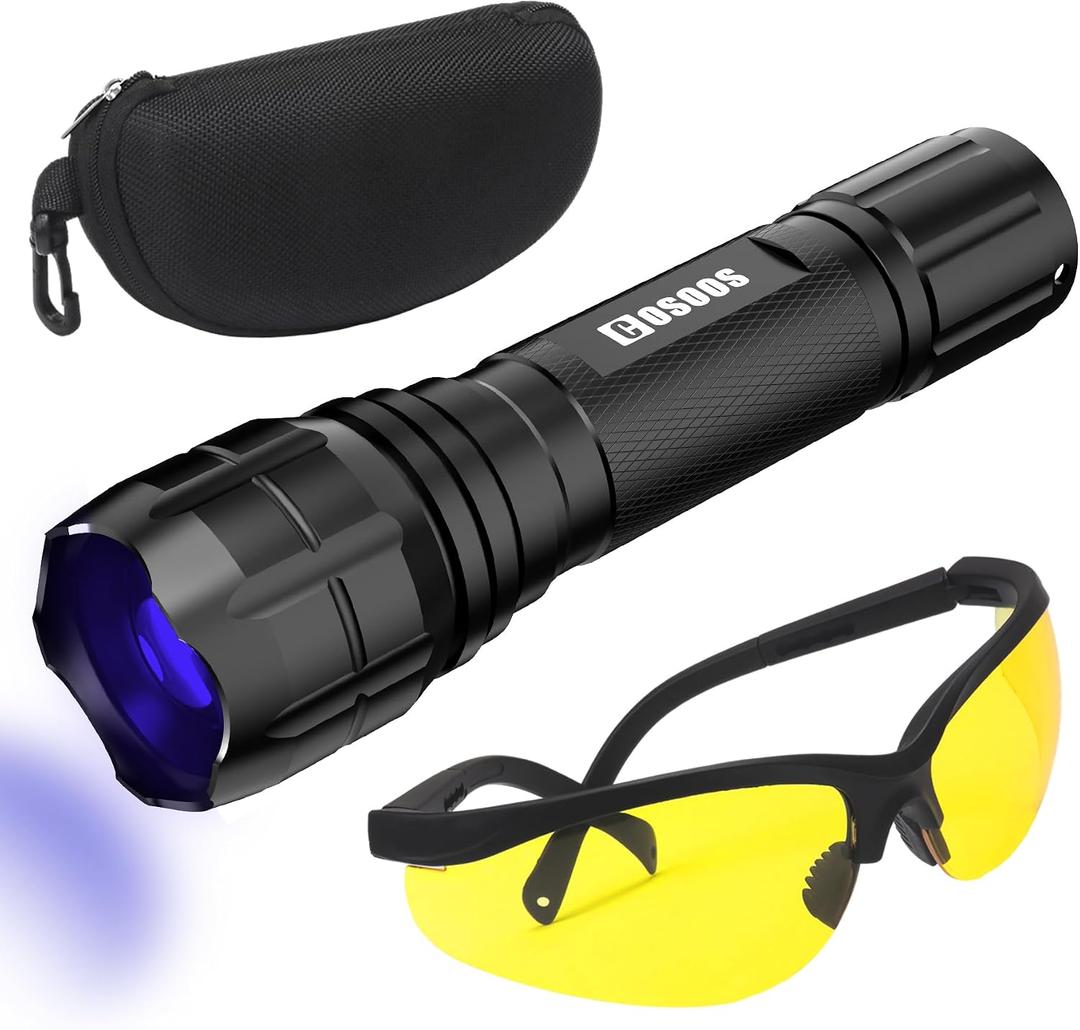 COSOOS Air Conditioner Leak Detector Kit, Rechargeable UV Detection Tool with Protective Glasses, Portable Bag for Automotive Auto Oil AC UV Dye, 1 Pack