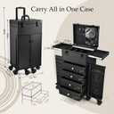 Joligrace Professional Rolling Makeup Case 4 Drawers Pro Makeup Artist Cosmetic Train Case Hairstylist Travel Case Portable Make Up Station with Multiple Compartments Extra Large - Black