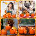 2 x MTLEE 3 Pcs Pumpkin Shaped Spice Candle with Ceramic Pumpkin Jar Scented Fall Candles Gift Thanksgiving Autumn Table Centerpiece Tealight Decoration Halloween Farmhouse Home Fragrance Illuminate Decor
