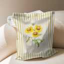 Yellow Striped Sunflower Canvas Tote Bag for Books, Travel & Daily Use, Magnetic Buckle, 16x14 Inch