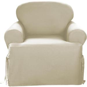 SureFit Duck Solid T-Cushion Chair Cover, Relaxed Fit, 100 Percent Cotton, Machine Washable, 1 Count (Pack of 1), Natural