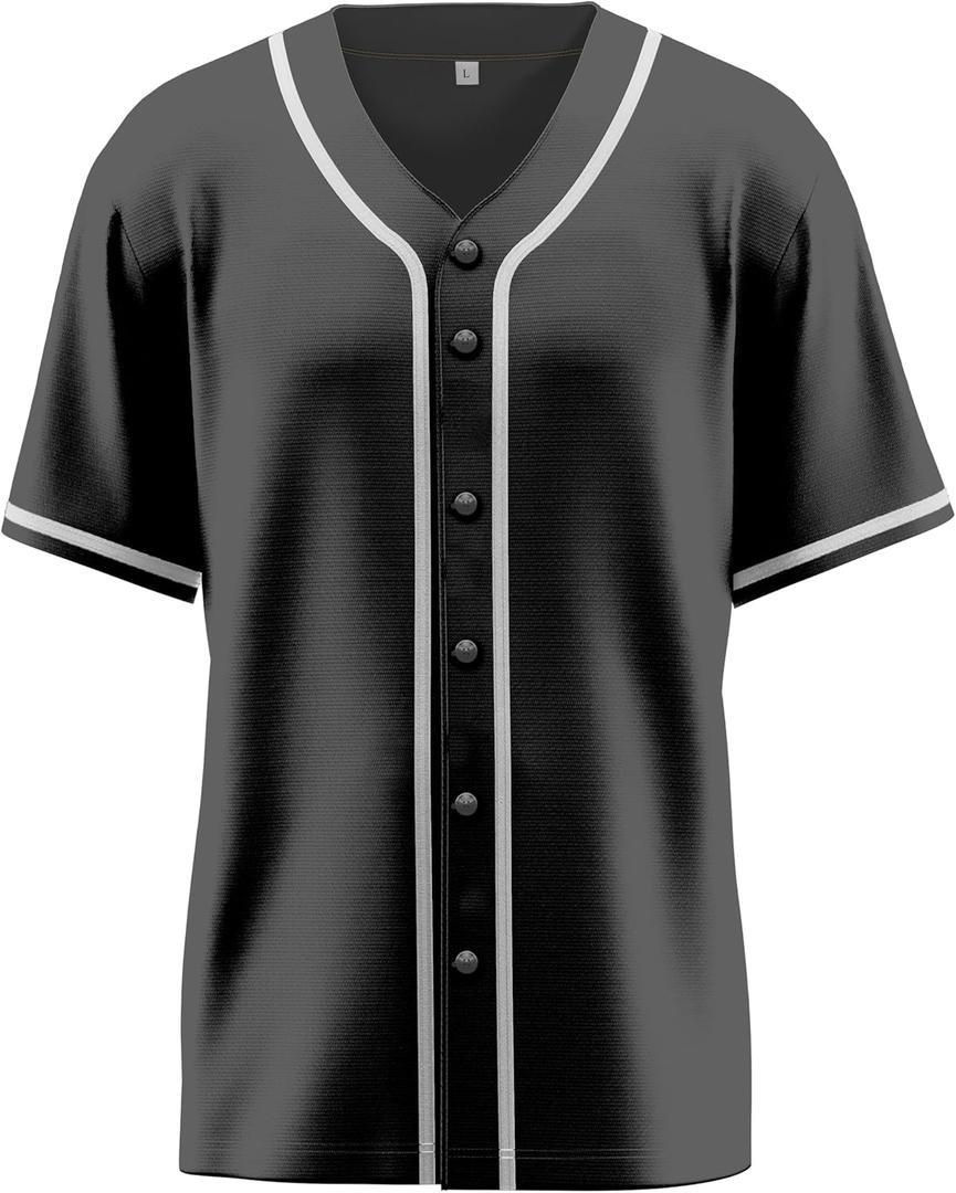 Baseball Jersey for Men,Blank Baseball Jerseys Shirts Short Sleeve Hip Hop Sports Casual Button-Down Uniforms