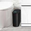 TIPGO Automatic Motion Sensor Bathroom Trash Can with Lid, 2.6 Gallon Touchless Trash Bin, Smart Garbage Can Plastic Slim Wastebasket for Bedroom, Office, Dorm (Black)