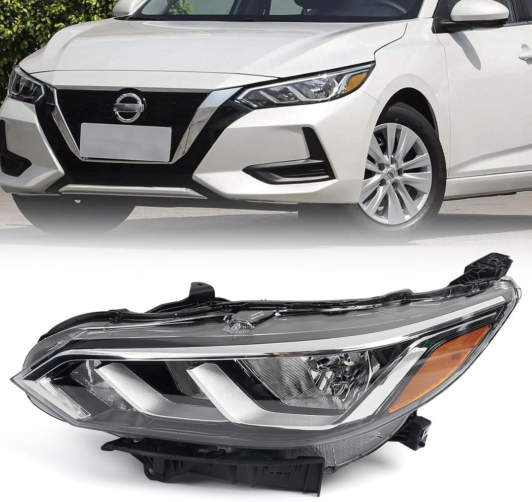 Huray Halogen Headlight Assembly Fit for Nissan Sentra S/SV 2020 2021 2022 LH Headlamp w/o LED OE Style Replacement for NI2502276 Left Driver Side