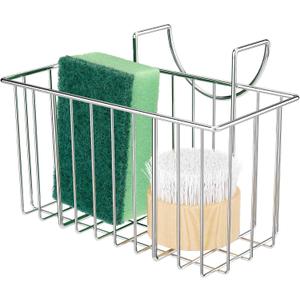 Kitchen Sink Sponge Holder, Super Sturdy Hooked Design Kitchen Sink Caddy Organizer for Dish Cloth, Soap Dishwashing Liquid Drainer, Rustproof & Durable