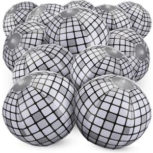 12 Pack Disco Beach Ball Inflatable 7.87" Shiny Disco Design Beach Balls for Swimming Pool Summer Games Kpop Birthday Party Supplies and Decorations