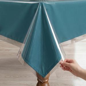 Romanstile 100% Waterproof Clear Plastic Tablecloth, Vinyl Rectangle PVC Table Cloths Protector Spill Oil Proof Wipe Clean Transparent Table Cover for Dining/Camping/Parties - 54 x 120, Crystal Clear