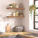 HOOBRO Floating Shelves for Wall, Wall Mounted Shelf Set of 2, 23.6" Hanging Shelf with Invisible Brackets, for Wall Decor Storage in Bathroom Bedroom Kitchen Living Room Office, Rustic Brown BF60BJ01