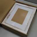 Hongkee 8x10 Picture Frame Set of 4, Made of Real Glass and Distressed White Wooden Frame, 8 by 10 Photo for Wall or Tabletop - Display Picture 5x7 with Mat or 8x10 Without Mat