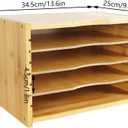 WKWKER File Organizer with 3 Adjustable Shelves Bamboo Document Letter Tray Paper File Sorter for Desktop Office Home Study Workstation Desk Storage Rack (Natural)