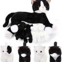 Skylety Nurturing Cat Stuffed Animal with 4 Plush Kittens, Cats Baby Stuffed for Girls Boys Plushy Mommy Kitty with Baby Kittens for Birthday Party Favors Gifts(Fluffy Style)