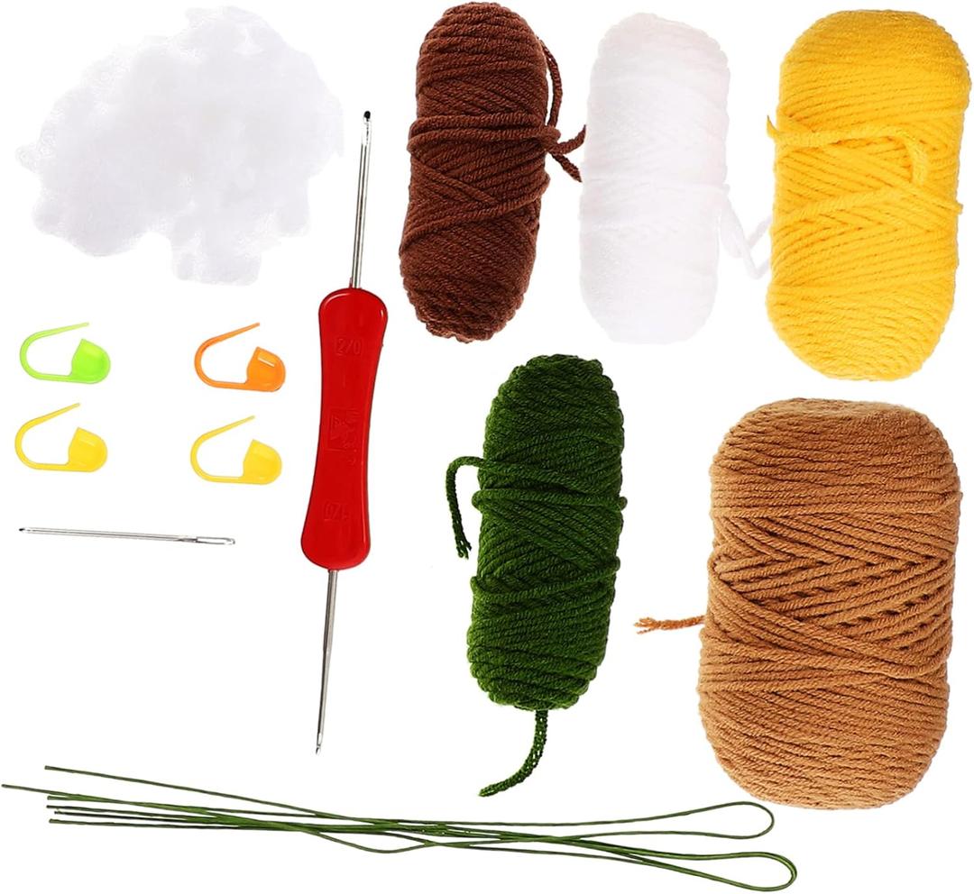 Angoily 1 Set DIY Crochet Flower Kit Cartoon Potted Decor with Miniature Faux Flowers for Home Decoration Beginner Friendly Craft for Unique Floral Arrangements