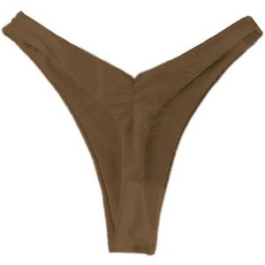 SherryDC Women’s Cheeky Thong Brazilian Bikini Bottoms Sexy High Cut Leg Swimsuit Bottom Ruched Butt Bathing Suit Briefs, M