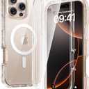 Diaclara Magnetic Designed for iPhone 16 Pro Max Case, Full Body Rugged with Touch Sensitive Anti-Scratch Screen Protector, Compatible with MagSafe for iPhone 16 Pro Max 6.9'', Clear Glitter