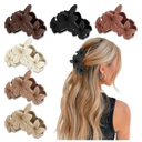 6PCS Flower Hair Clips for Women, Non-Slip Matte Hawaiian Plumeria Large Claws Clips with Strong Hold, Cute Beach Hair Accessories