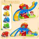 Toddler Toys Gifts for 1 2 Year Old Kids, Educational Dinosaur Slide Toy with 4 Cars for 12-18 Months Baby, First Birthday Chirstmas Gifts for Aged 1-3 Year Old, Push Car Track Toy for Boys Girls