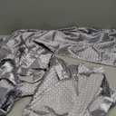 WDIRARA Men's 2 Piece Pajama Set Geo Print Satin Button Down Short Sleeve Sleepshirt With Pants (3X-Large, Grey)