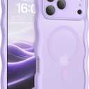 BENTOBEN Magnetic for iPhone 17 Pro Case, Cute Wavy [Full Camera Protection][Compatible with MagSafe] Matte Anti-Slip Bumper Women Girls Boys Protective Cover for 17 Pro 6.3", Lavender Purple