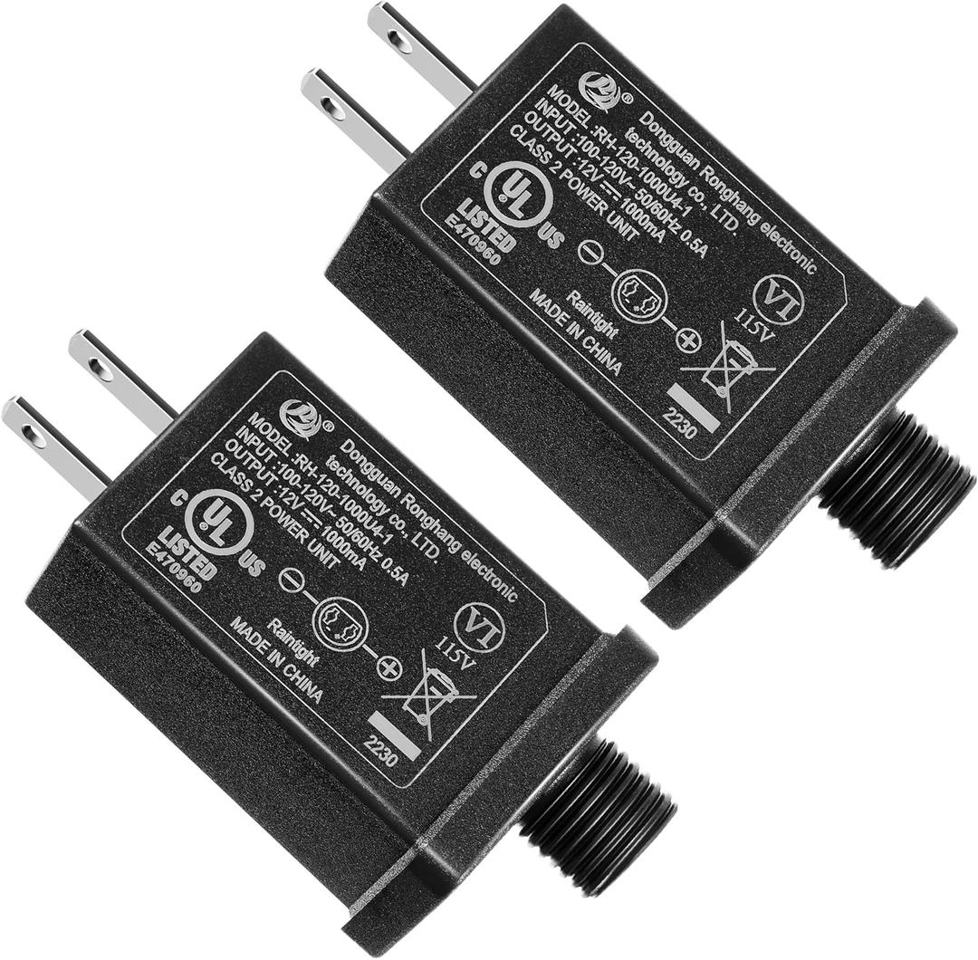2 Pcs Replacement Yard Inflatable Adapter Power Supply Adaptor 12Vdc 1.0A Class 2 Power Supply for Halloween Christmas Inflatable Decorations