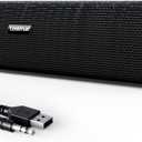 Uakinat USB Computer Speakers,Computer Speakers with 3.5 mm aux,Wired USB Powered & Colorful LED Lights with Switch Button,Surround Sound Portable SoundBar for Monitor Laptop Phone(Black)