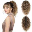 12 Inch Curly Ponytail Extension, Clip on Ponytails for Women, Natural Pony Tails Hair Extensions, Synthetic Hair Extensions Ponytail, Clip in Ponytail (Color: Ash Blonde with Blonde Ends)