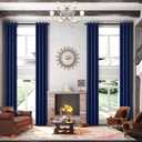High Living Room Blackout Extra Long Curtain with Grommet,1 Panel,Room Darkening Thermal Insulated Solid Color Drapery 14ft for 2 Story House, Great Room(Dark Navy,52 x 168 Inch)