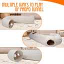 Cat Tunnel, 2-Way Collapsible Cat Tube with Interactive Peek-A-Boo Hole, Toy Ball, and Rope Ideal for Indoor Cats, Kittens, and Rabbits, Beige