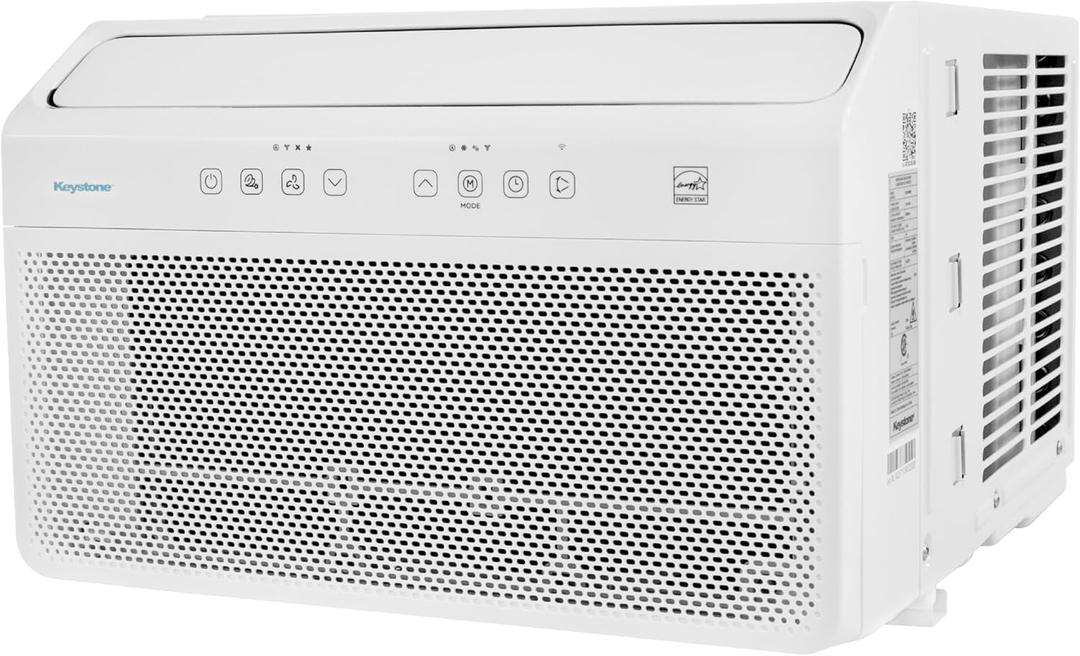 Keystone Energy Star 12,000 BTU Window Mounted Inverter Air Conditioner with Supplemental Heat, Quiet High Efficiency Window AC Unit with Remote for Apartment, Medium-Large Rooms up to 550-Sq.Ft.